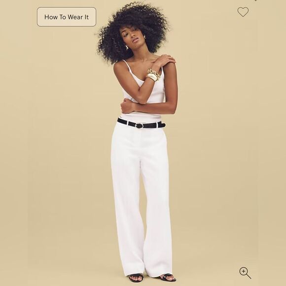 NWT J CREW PETITE Harbor pant in linen in white - Picture 7 of 10